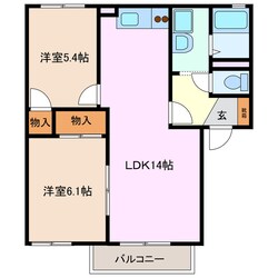 赤堀駅 徒歩4分 2階の物件間取画像